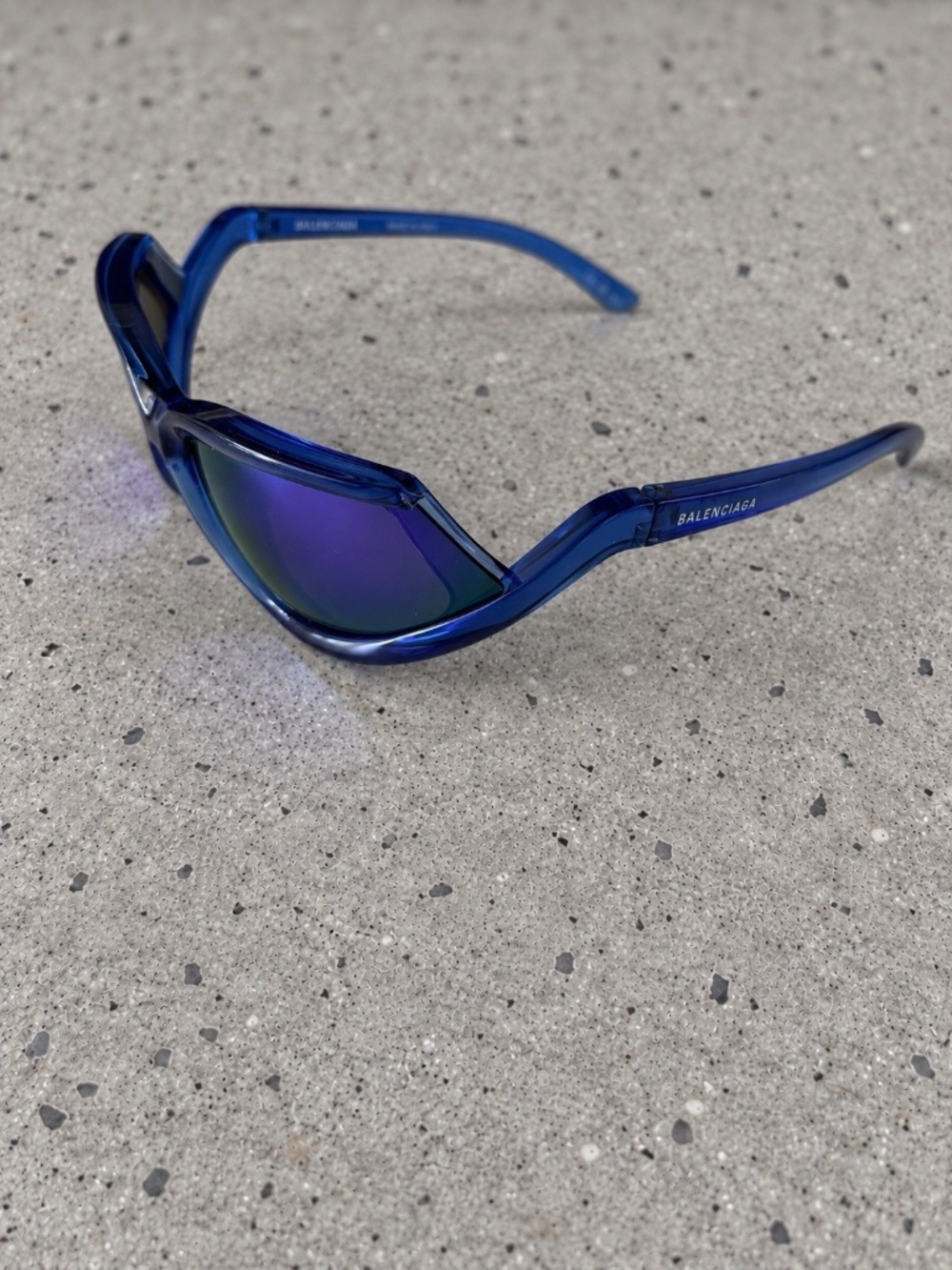 BALENCIAGA BB0289S Xpander Blue Purple Mirror Angular Unisex Sunglasses NEW